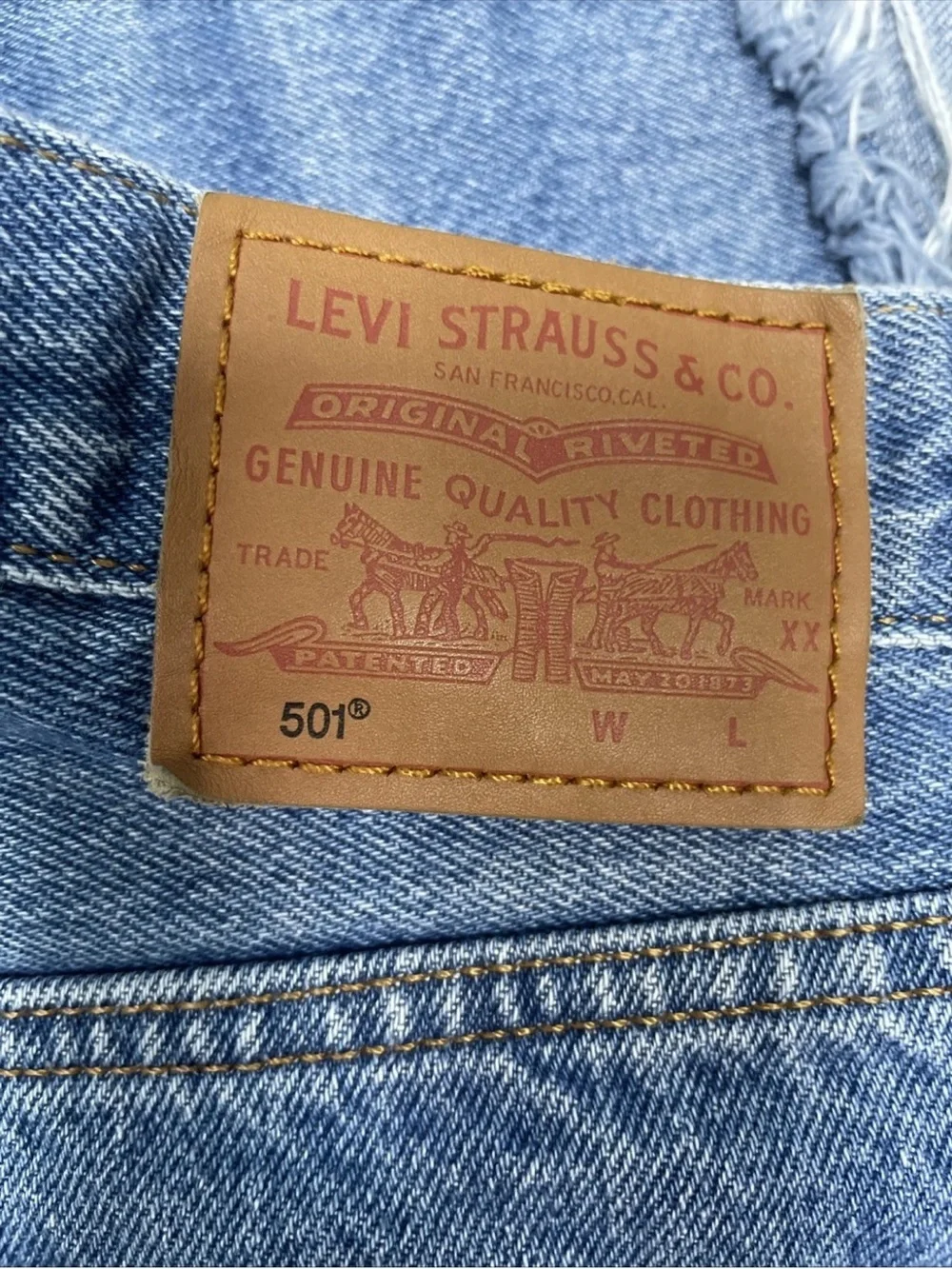 Levis 501 Premium Denim Jean Shorts Cut Off High Rise Size 30 Button Fly